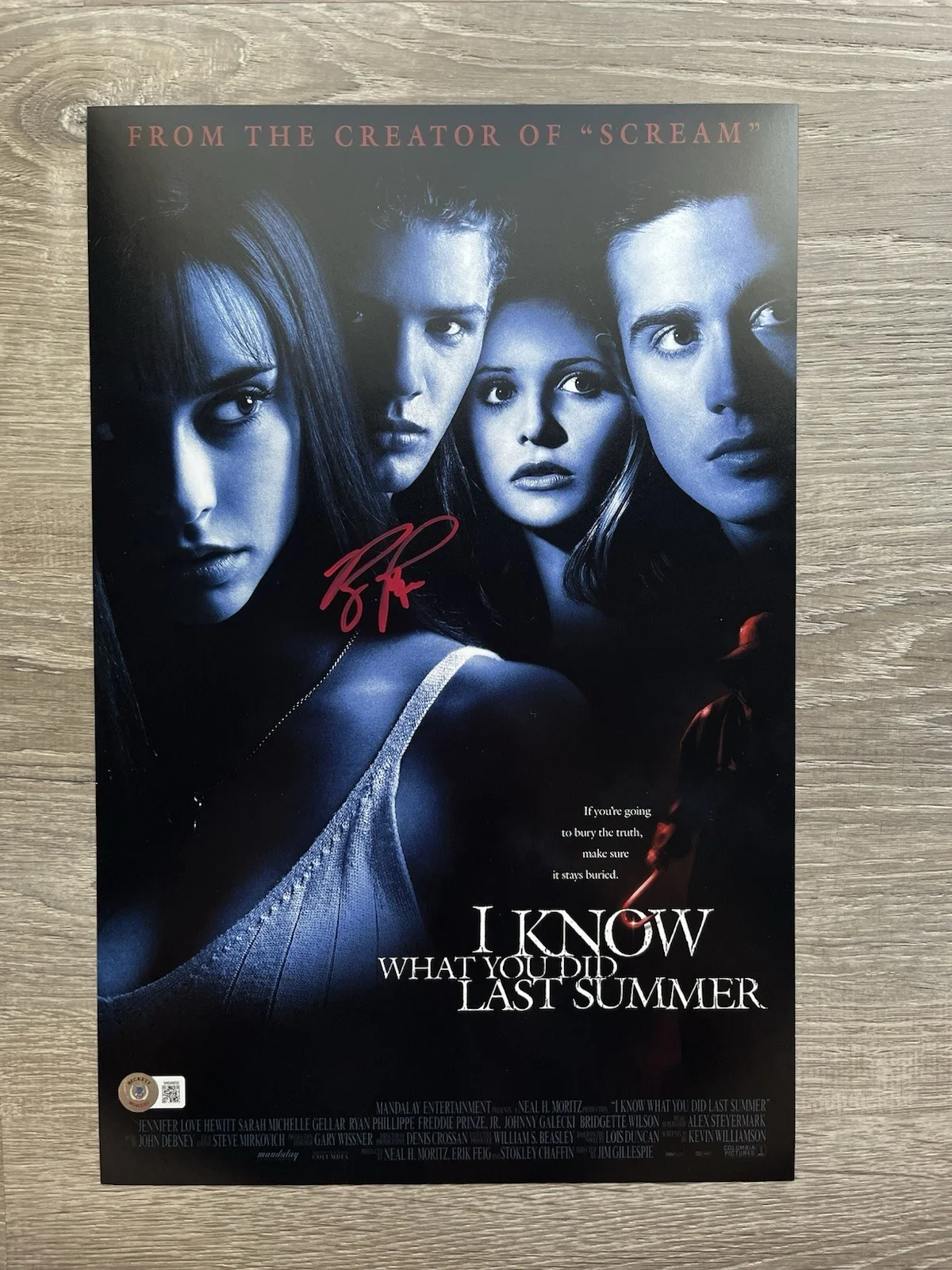 Ryan Phillippe Signed I Know What You Did Last Summer 11x17 Photo Beckett COA, image 2