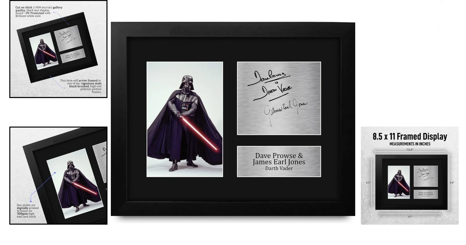 Dave Prowse, James Earl Jones — Authentic Framed Darth Vader Autograph | Perfect Star Wars Gift | 11''x9.6'', image 2