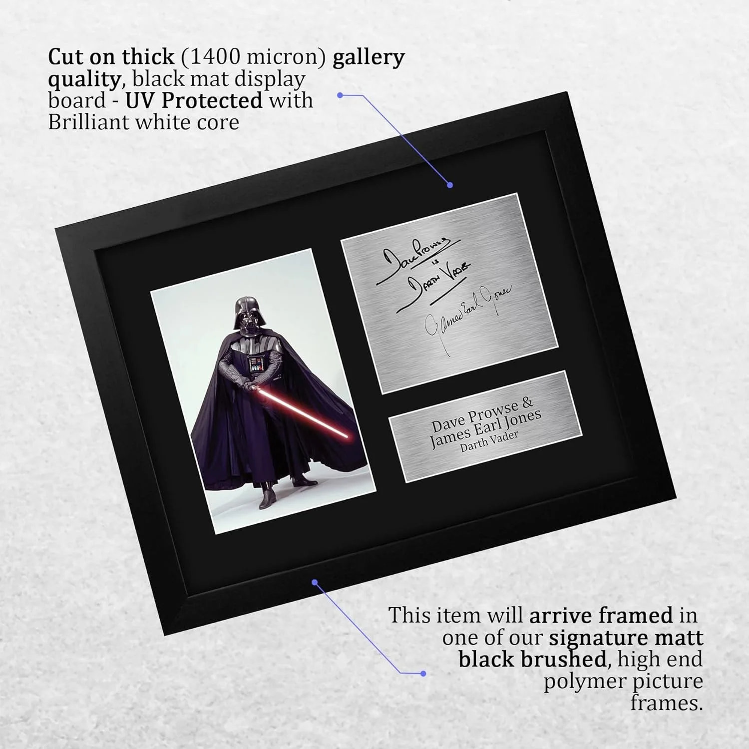 Dave Prowse, James Earl Jones — Authentic Framed Darth Vader Autograph | Perfect Star Wars Gift | 11''x9.6'', image 5