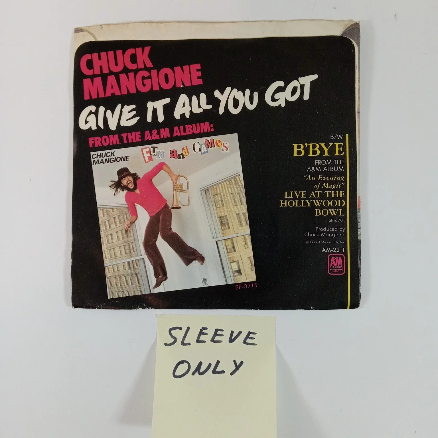 Chuck Mangione Give It All You Got Record Sleeve Only 1980 A&M, image 2