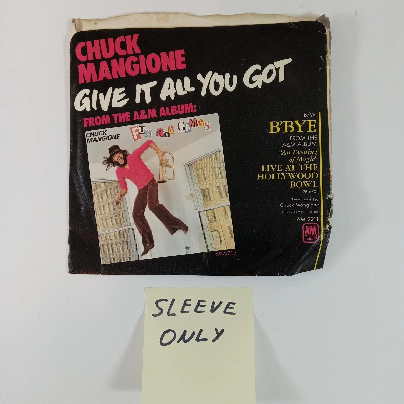 Chuck Mangione Give It All You Got Record Sleeve Only AM-2211 1979, image 2