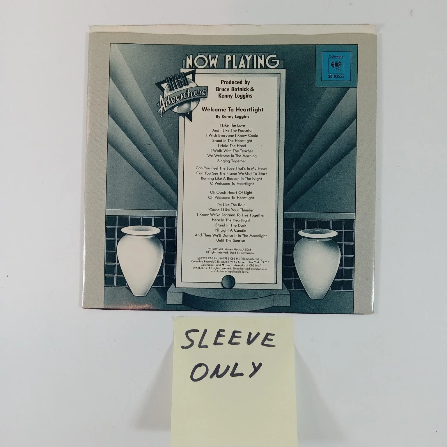 Kenny Loggins Welcome To Heartlight Record Sleeve Only Rock Pop Music, изображение 2