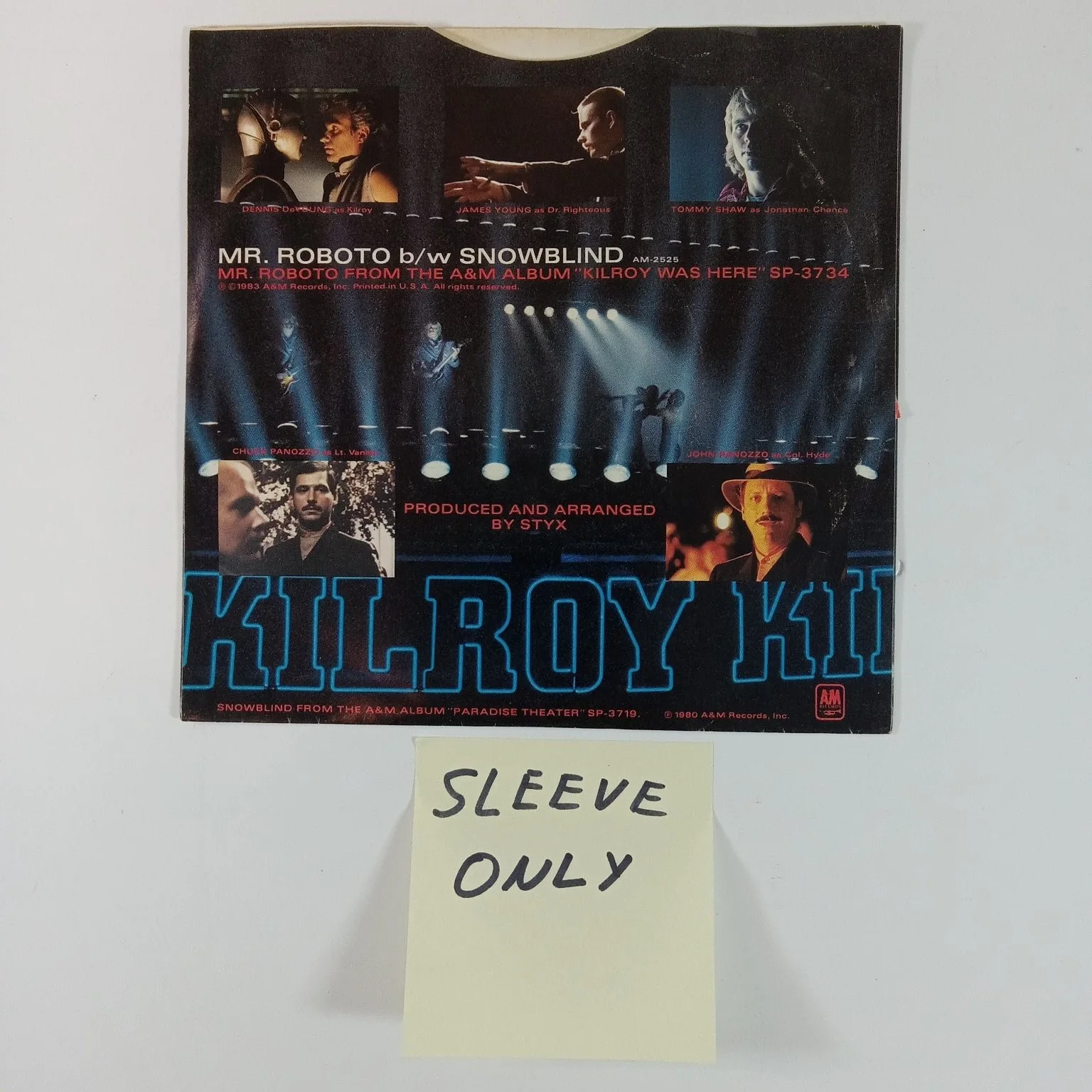 Styx Mr. Roboto Record Single Sleeve Only Rock Pop Vinyl, image 2
