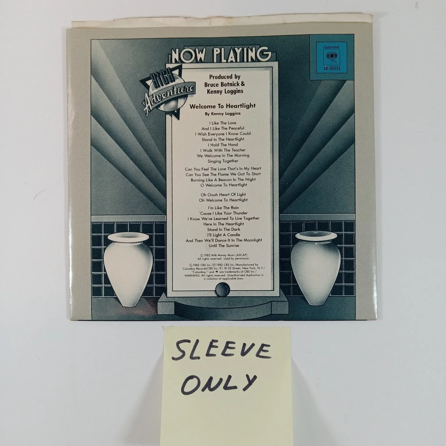 Kenny Loggins Welcome To Heartlight Record Sleeve Only Columbia, изображение 2