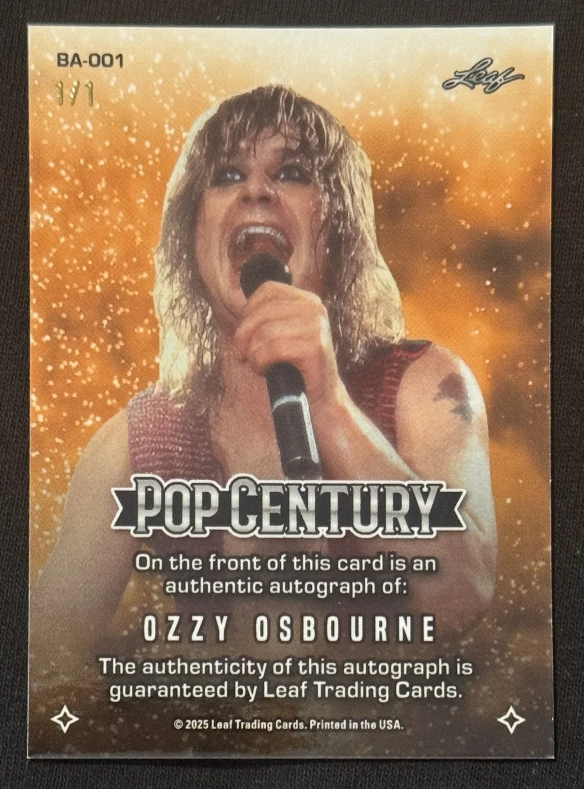 2025 Leaf Pop Century 1/1 Ozzy Osborne Autographed Signed, image 2