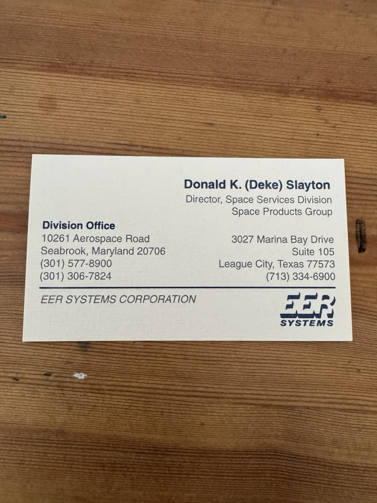 NASA Donald k. (Deke) Slayton Signed Photo On Back With Original Business Card, изображение 2