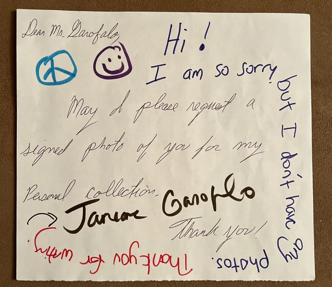 Janean Garofalo — Janeane Garofalo Signature - Signed And Returned Autograph Request Letter, image 2