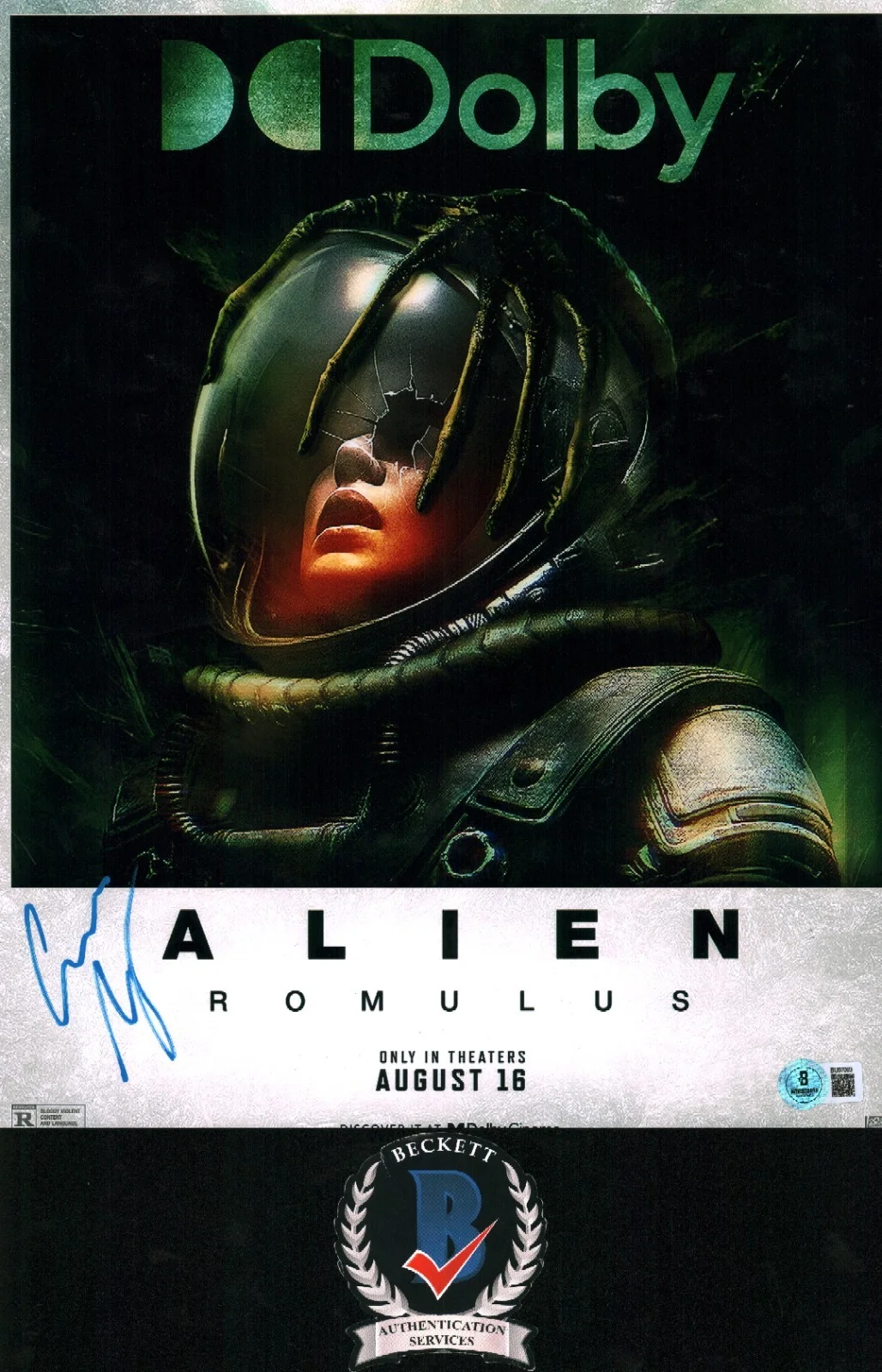cailee spaeny — CAILEE SPAENY SIGNED ALIEN ROMULUS 11X14 PHOTO POSTER BECKETT BAS COA