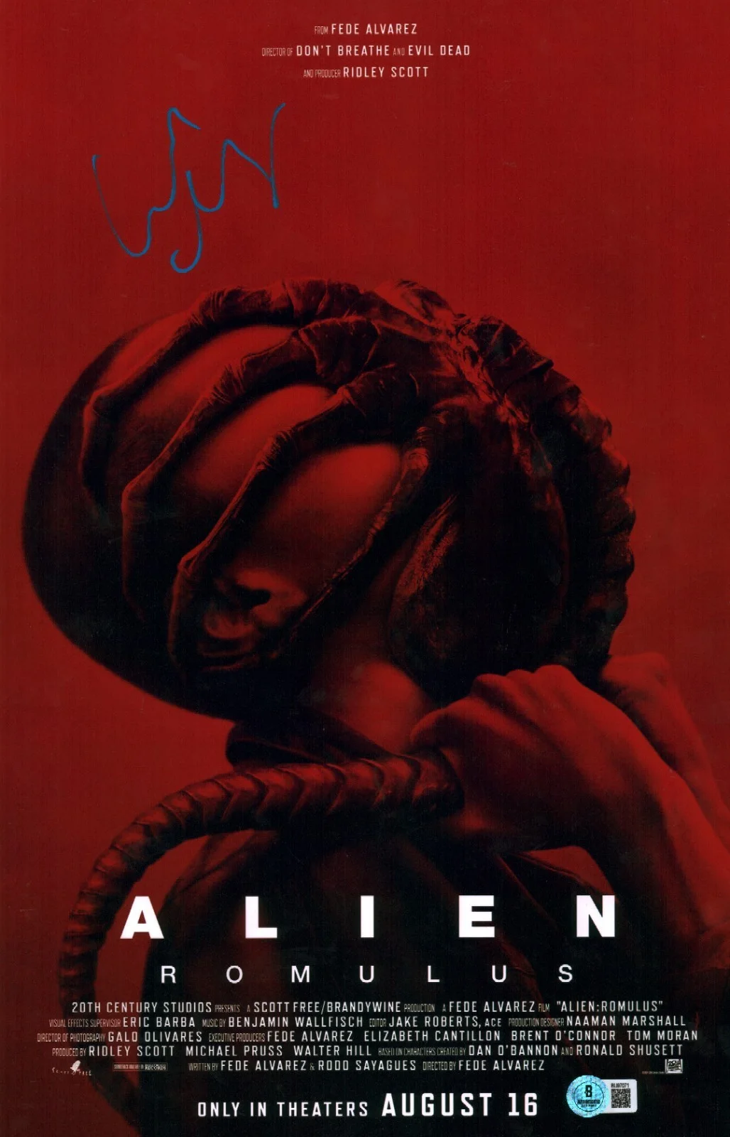 cailee spaeny — CAILEE SPAENY SIGNED ALIEN ROMULUS 11X17 PHOTO POSTER BECKETT BAS COA