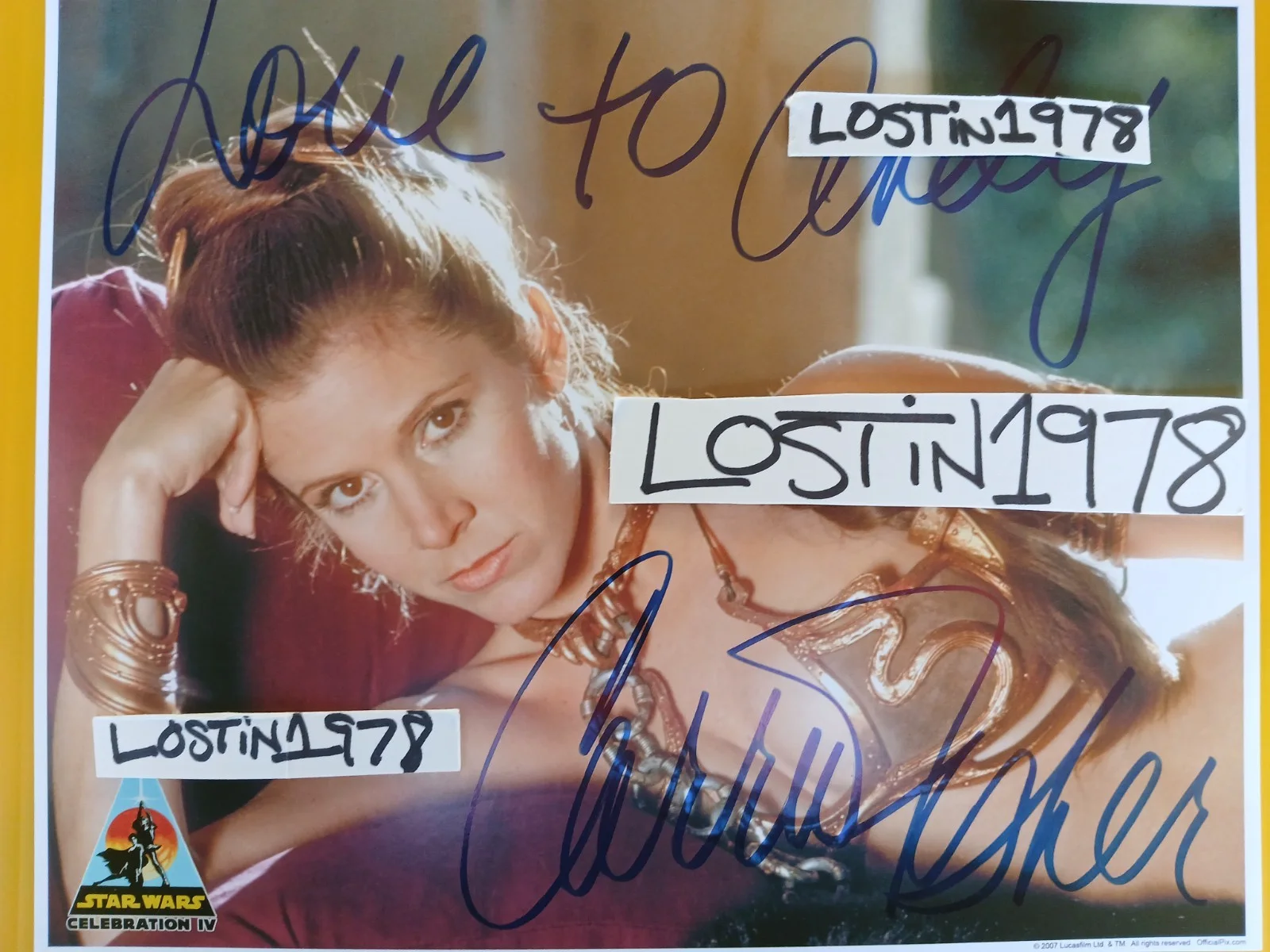 Carrie Fisher — STAR WARS Carrie Fisher Signed Autograph Photo Princess Leia Slave Official Pix.