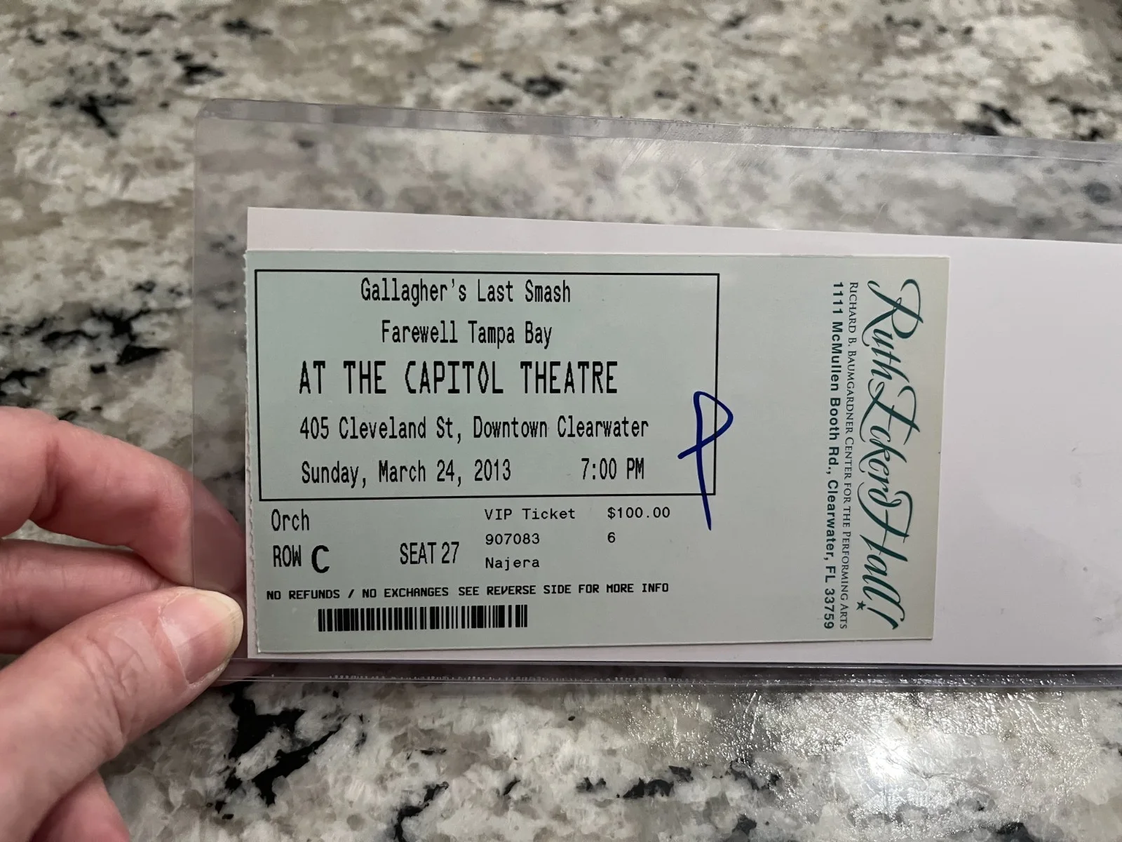 Gallagher — Gallagher's Last Smash Capital Theater Signed LTD Commemorative Ticket 2013, image 2
