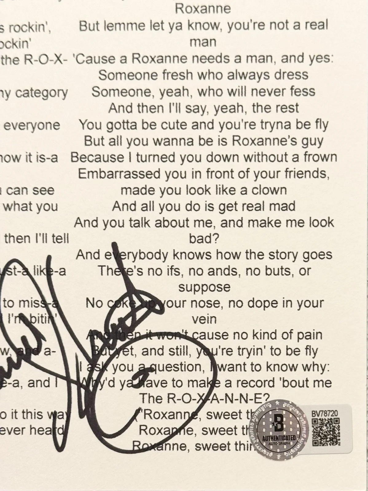 Roxanne Shante Signed Autographed Roxanne’s Revenge Lyric Sheets BAS Beckett COA, image 2