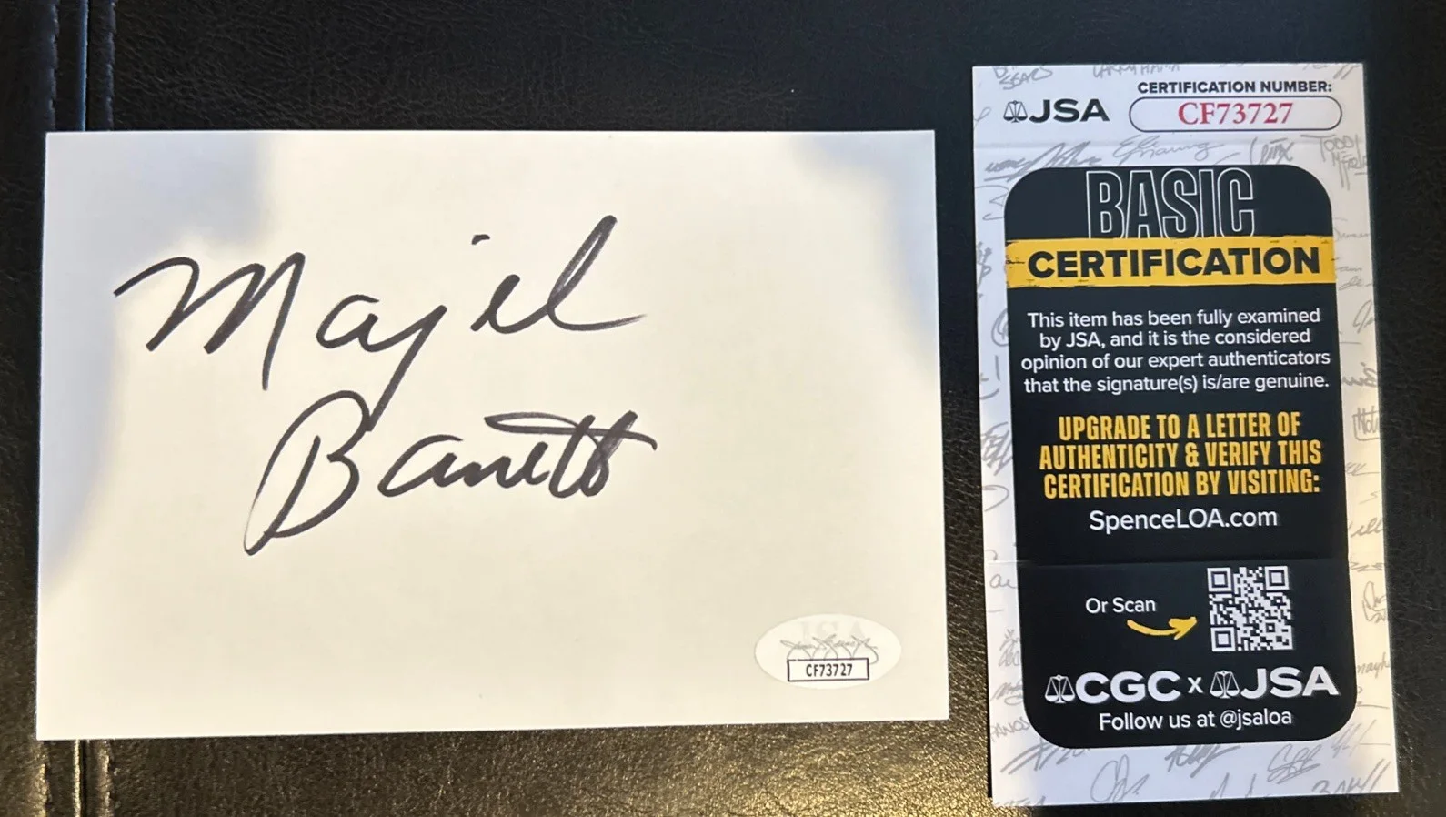 Majel Barrett — Majel Barrett Signed Index Card Star Trek TOS "Number One" JSA COA s760
