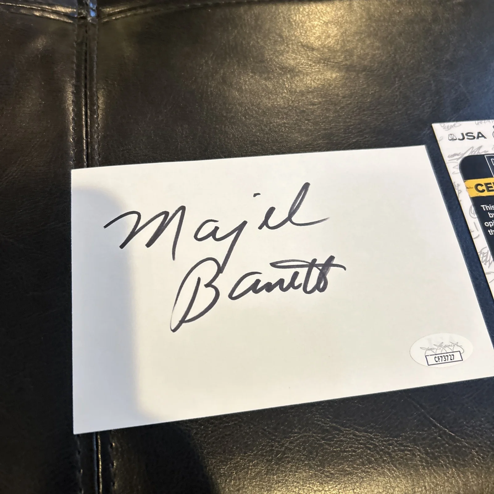 Majel Barrett — Majel Barrett Signed Index Card Star Trek TOS "Number One" JSA COA s760, изображение 2