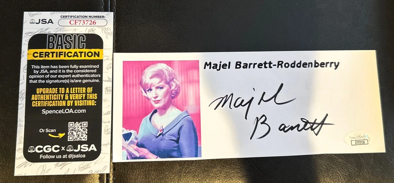 Majel Barrett — Majel Barrett 3x9 Signed Photo Star Trek TOS "Number One" JSA COA s761
