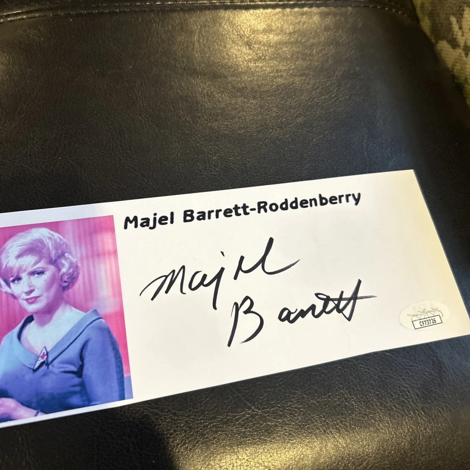 Majel Barrett — Majel Barrett 3x9 Signed Photo Star Trek TOS "Number One" JSA COA s761, image 3