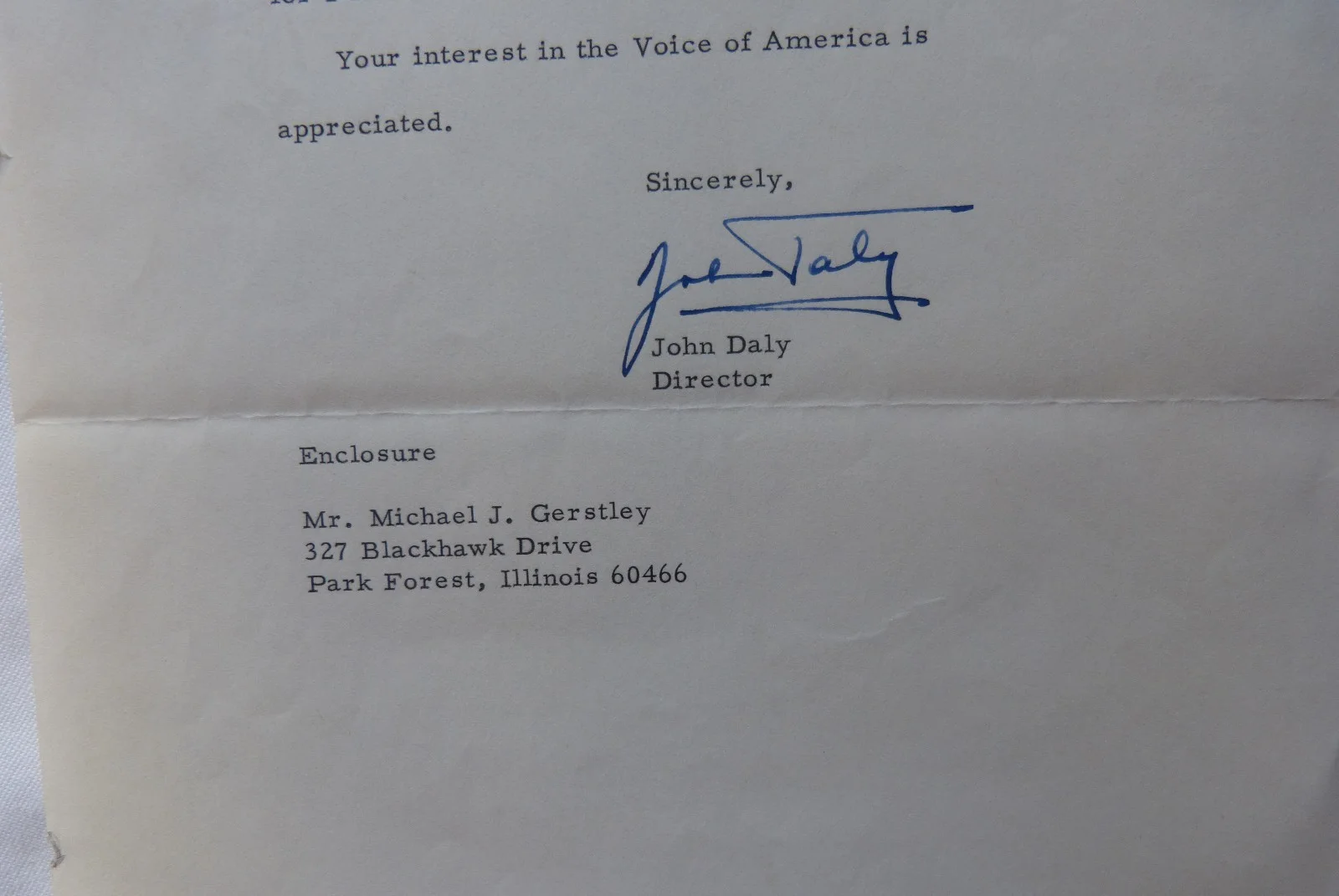 Signed Letter Of John Daly(Voice Of America United States Information Agency)/D, изображение 4