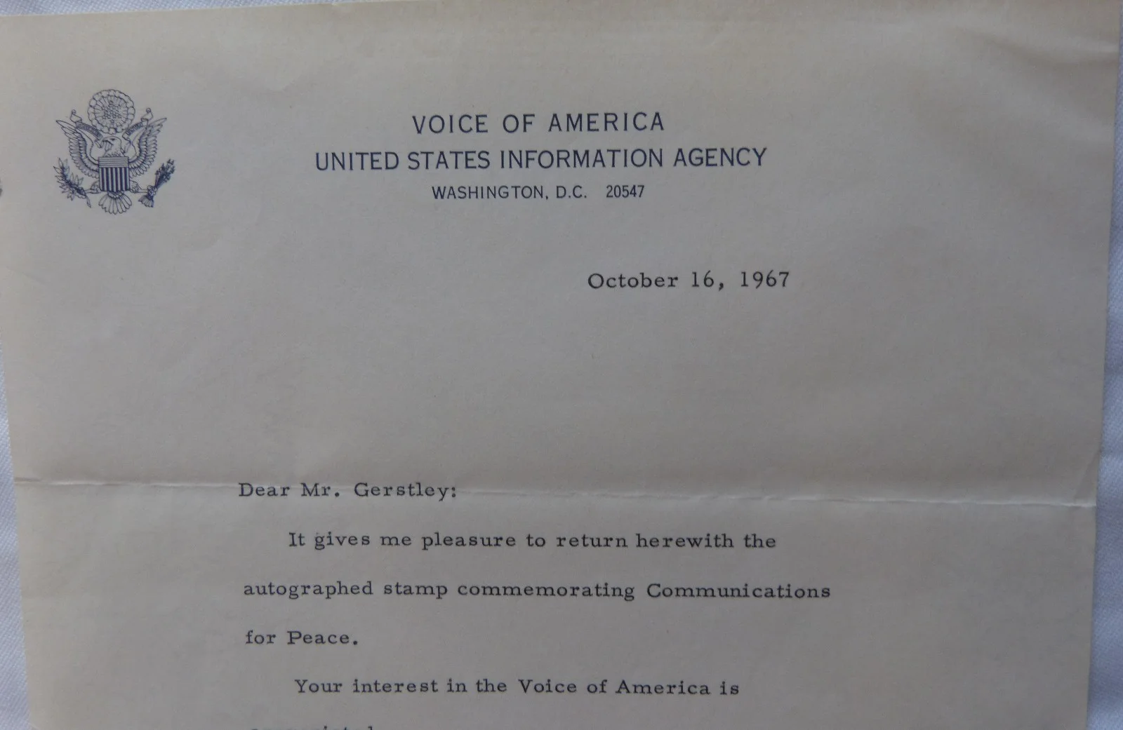 Signed Letter Of John Daly(Voice Of America United States Information Agency)/D, изображение 5