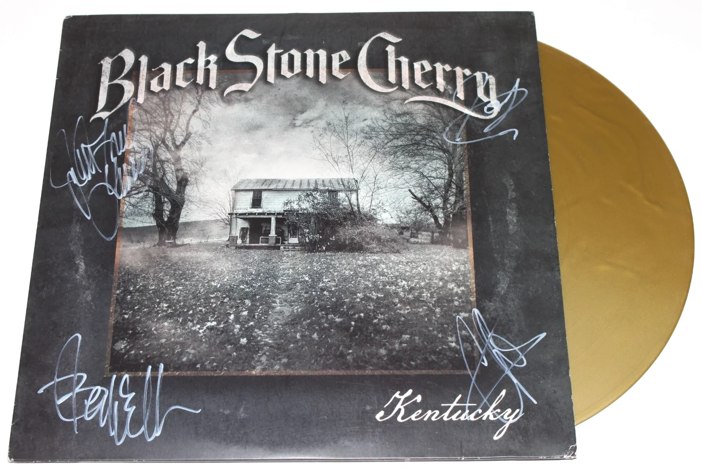 BLACK STONE CHERRY SIGNED 'KENTUCKY' ALBUM VINYL RECORD HARD ROCK BAND x4 w/COA, изображение 2