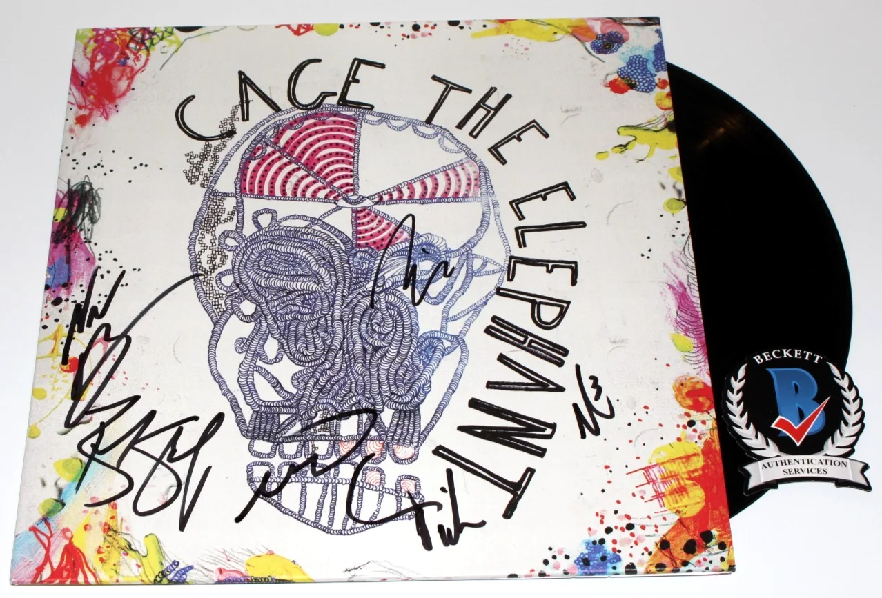 CAGE THE ELEPHANT BAND SIGNED ALBUM VINYL RECORD LP SHULTZ BECKETT BAS COA x6, image 2