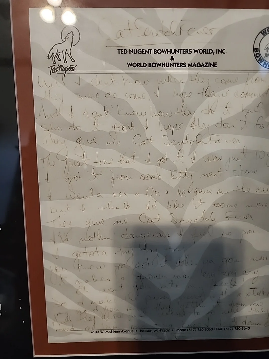 🎶 Ted Nugent Cat Scratch Fever Handwritten Lyrics Sheet Signed 🎶 COA, image 2