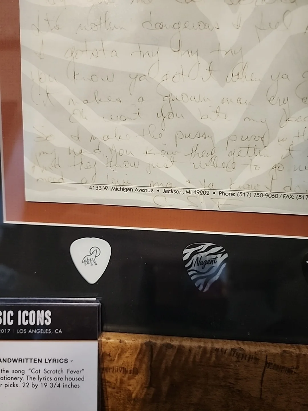 🎶 Ted Nugent Cat Scratch Fever Handwritten Lyrics Sheet Signed 🎶 COA, image 4