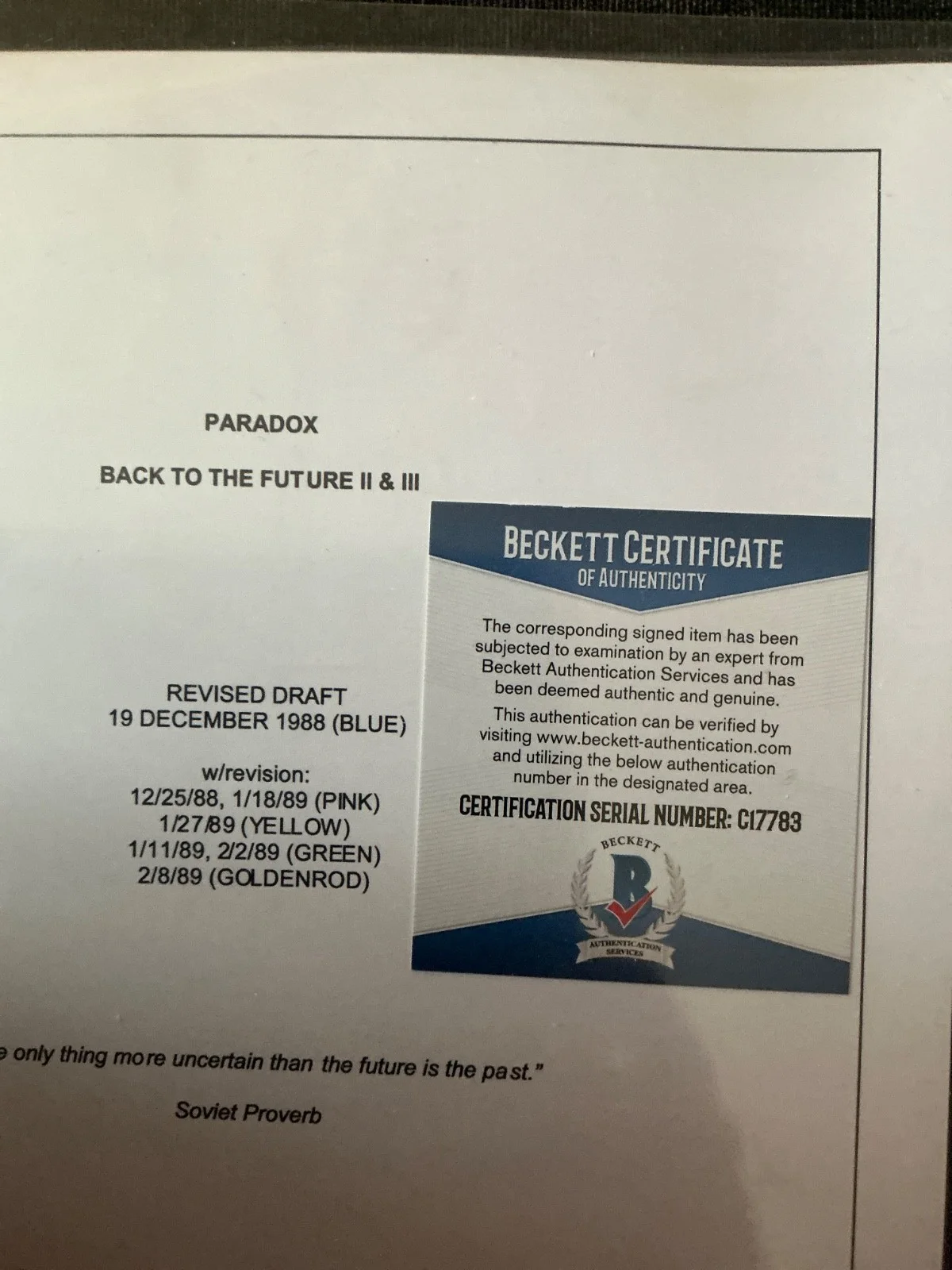 Elizabeth SHUE — ELIZABETH SHUE SIGNED BACK TO THE FUTURE 2 and 3 FULL SCRIPT AUTOGRAPH BECKETT, image 2