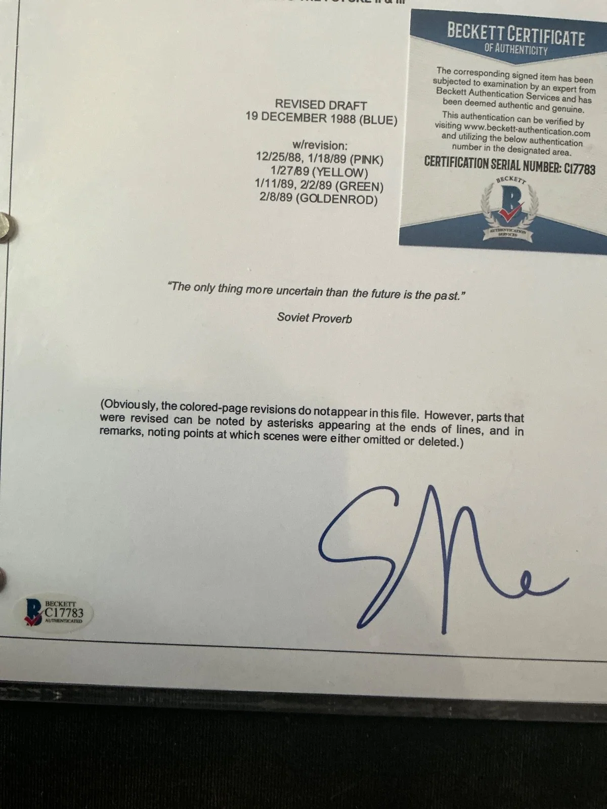 Elizabeth SHUE — ELIZABETH SHUE SIGNED BACK TO THE FUTURE 2 and 3 FULL SCRIPT AUTOGRAPH BECKETT, image 3