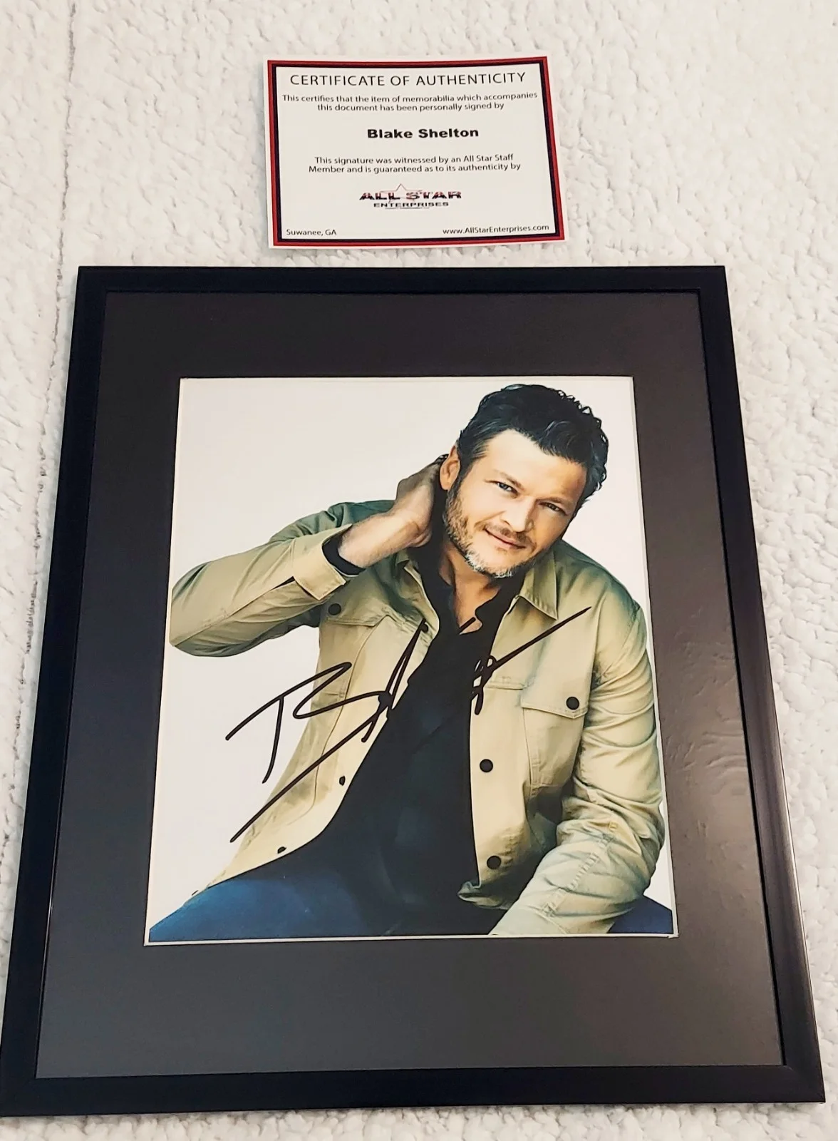 Blake Shelton Autographed 8x10 Photo Framed In 11x14 With COA, image 3