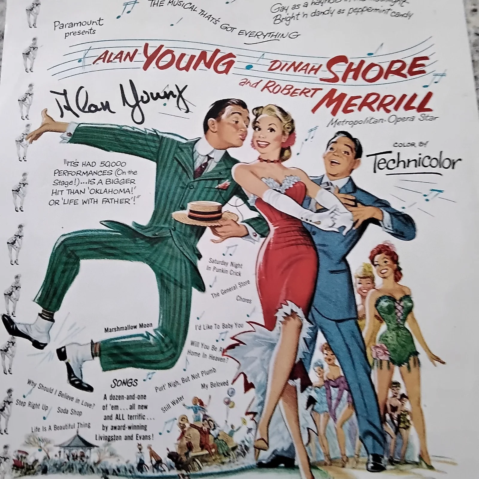 Alan Young SIGNED 1952 Movie Ad TV Movie Actor Mr Ed Aaron Slick Punkin Creek, изображение 2