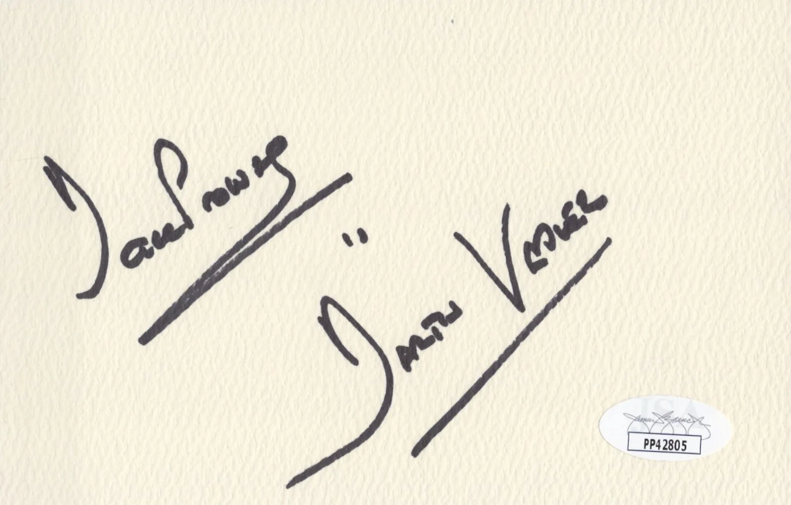 Dave Prowse — Star Wars - Dave Prowse "Darth Vader" signed 4x6 Card/Stationoary