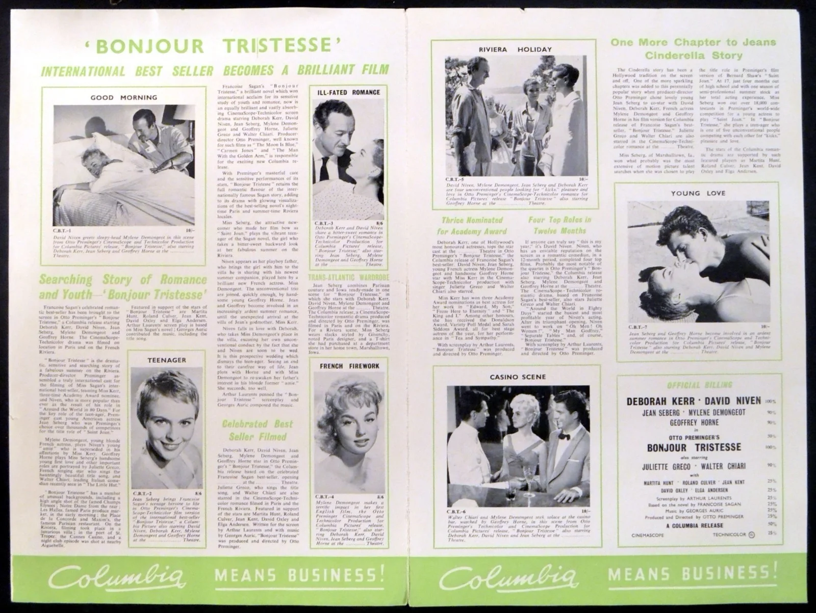 BONJOUR TRISTESSE 1958 Deborah Kerr, David Niven, Jean Seberg UK CAMPAIGN BOOK, изображение 2