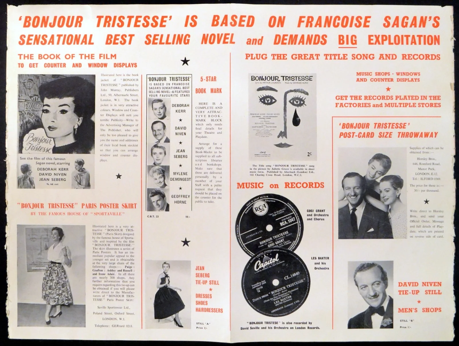 BONJOUR TRISTESSE 1958 Deborah Kerr, David Niven, Jean Seberg UK CAMPAIGN BOOK, изображение 4