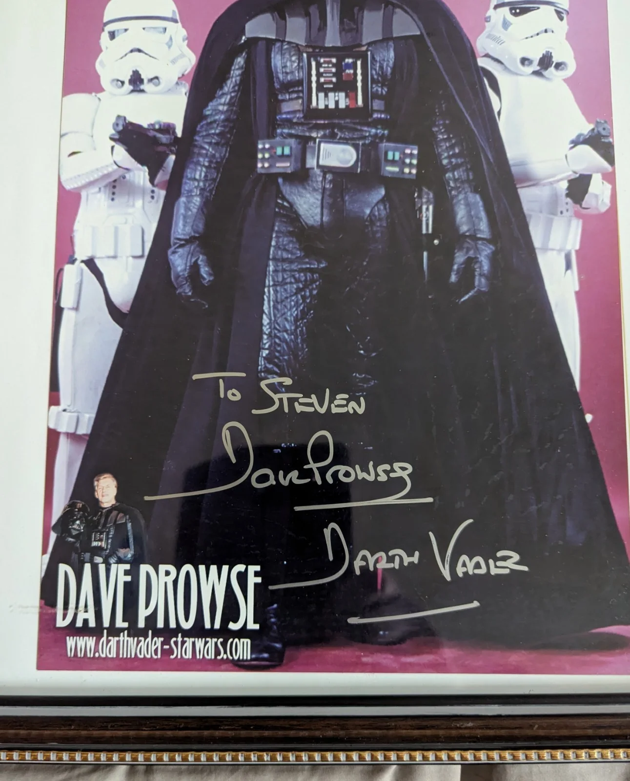 Framed 32cm x 39cm , autographed Signed photo actor David Prowse as Darth Vader, изображение 2