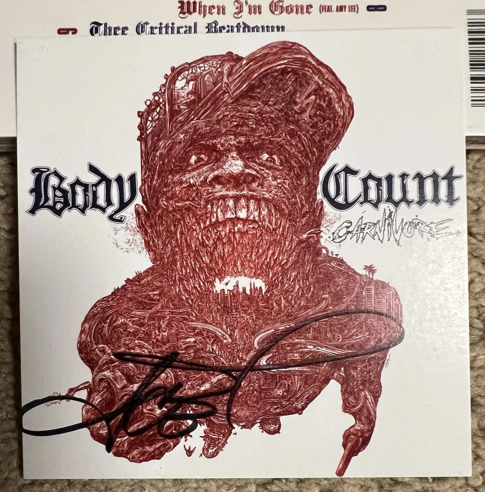 Body Count / Ice T Cd Carnivore Signed Art Card - Cd New & Sealed - 2020 Century, image 3