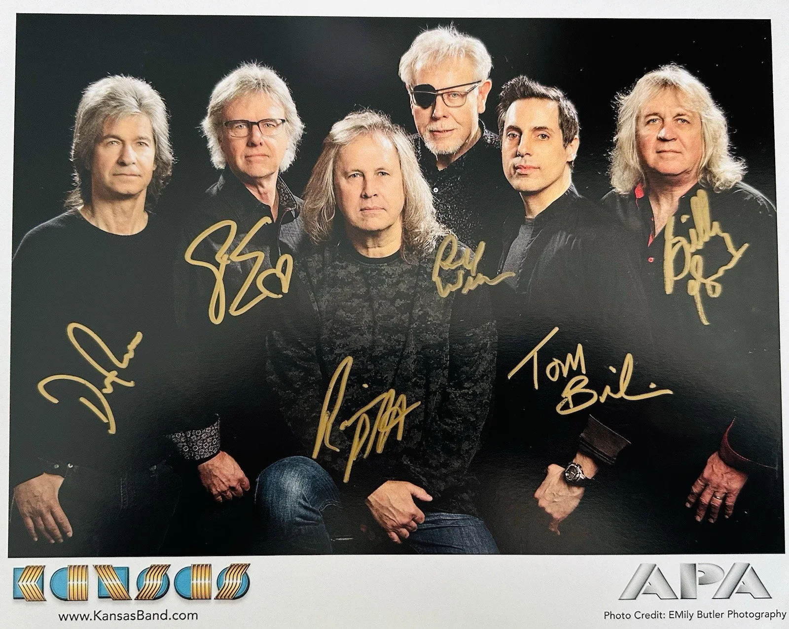 KANSAS BAND SIGNED PHOTO AUTOGRAPHED & VIP Gift Bag Drumhead Poster Cd And Cup, image 2