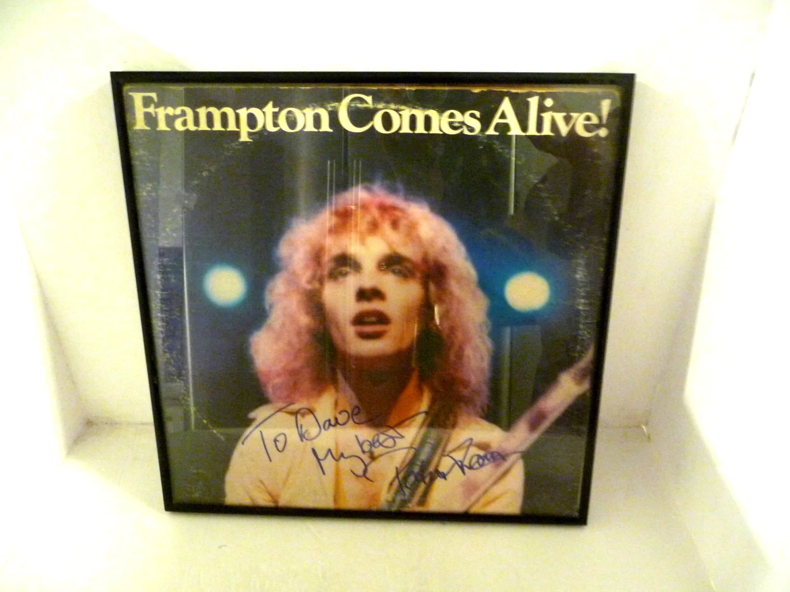 PETER FRAMPTON AUTOGRAPHED TO DAVE MY BEST FRAMPTON COMES ALBUM - FRAMED, image 3