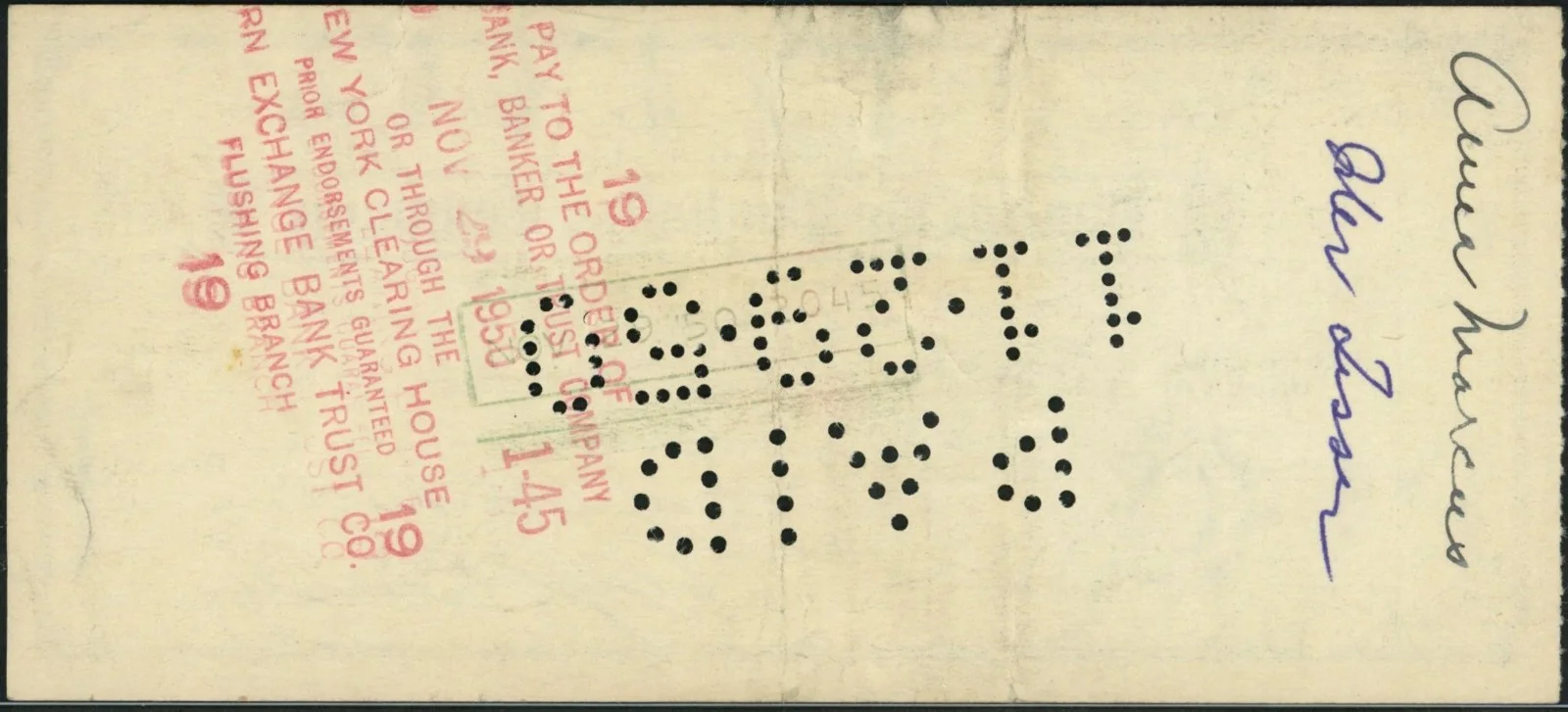 Early Films Floyd Buckley Signed Check, image 2
