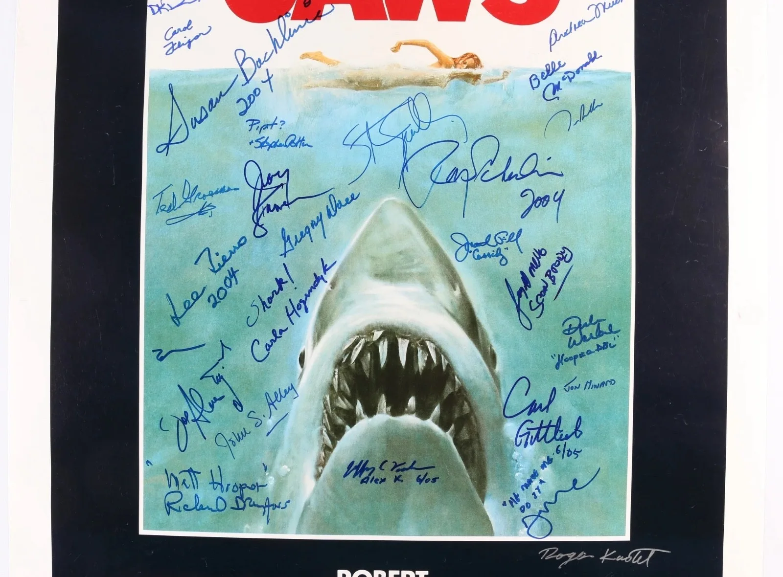 Roy Scheider — Jaws CAST SIGNED by 35 Poster Roy Scheider Spielberg Dreyfuss 1 OF KIND PROOF, изображение 2