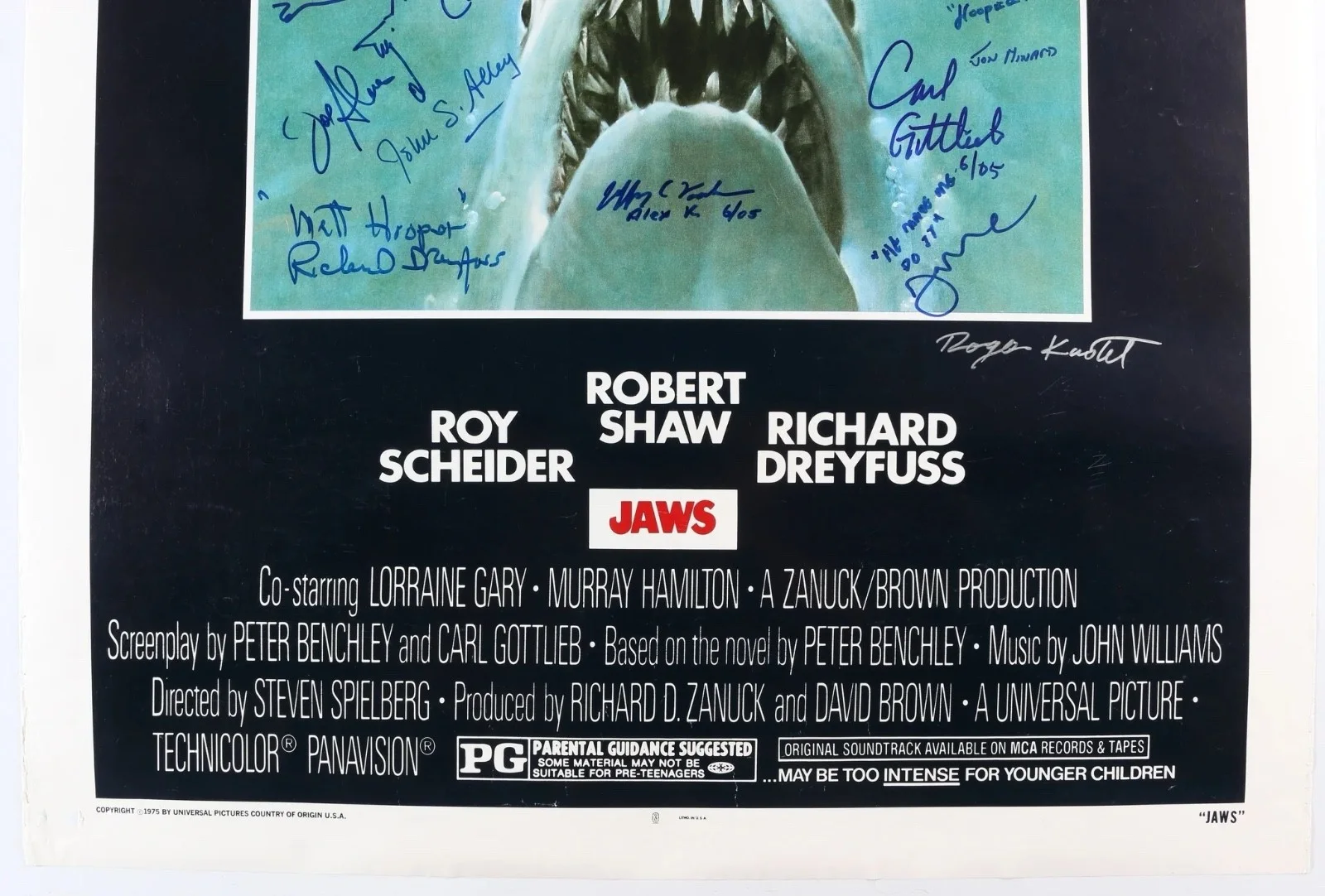 Roy Scheider — Jaws CAST SIGNED by 35 Poster Roy Scheider Spielberg Dreyfuss 1 OF KIND PROOF, изображение 4