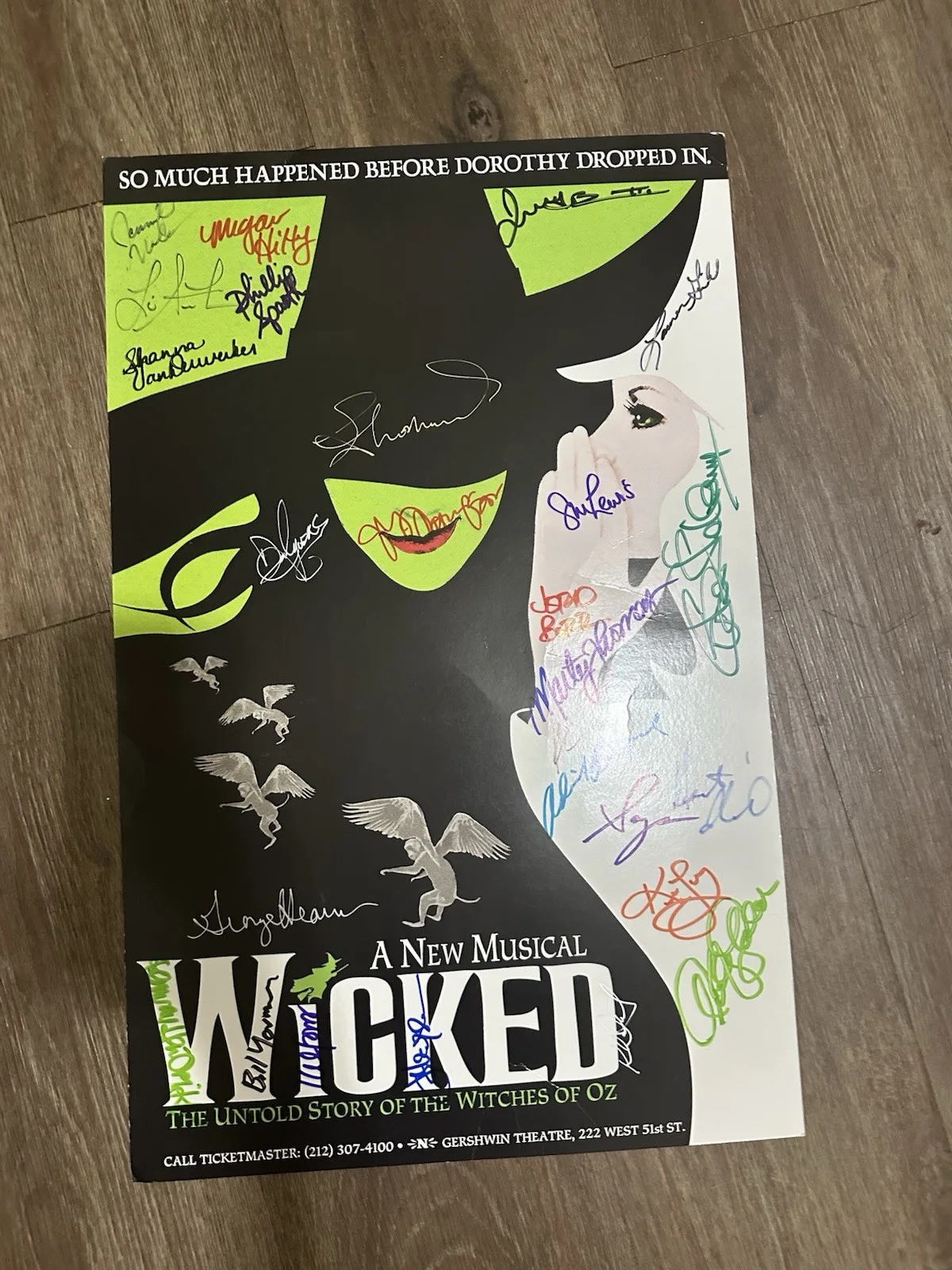 Wicked The Musical OFFICIAL BROADWAY POSTER Autographed Signed Rare 2005, изображение 2