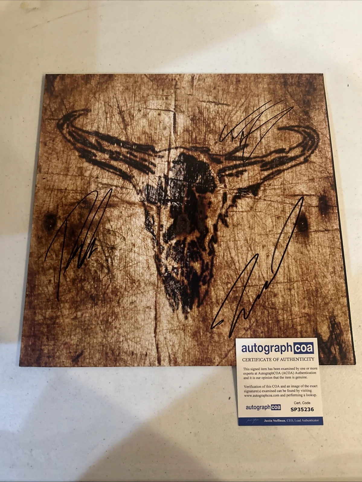 UPON A BURNING BODY SIGNED AUTOGRAPH VINYL ALBUM ACOA SOUTHERN HOSTILITY RECORD, изображение 2