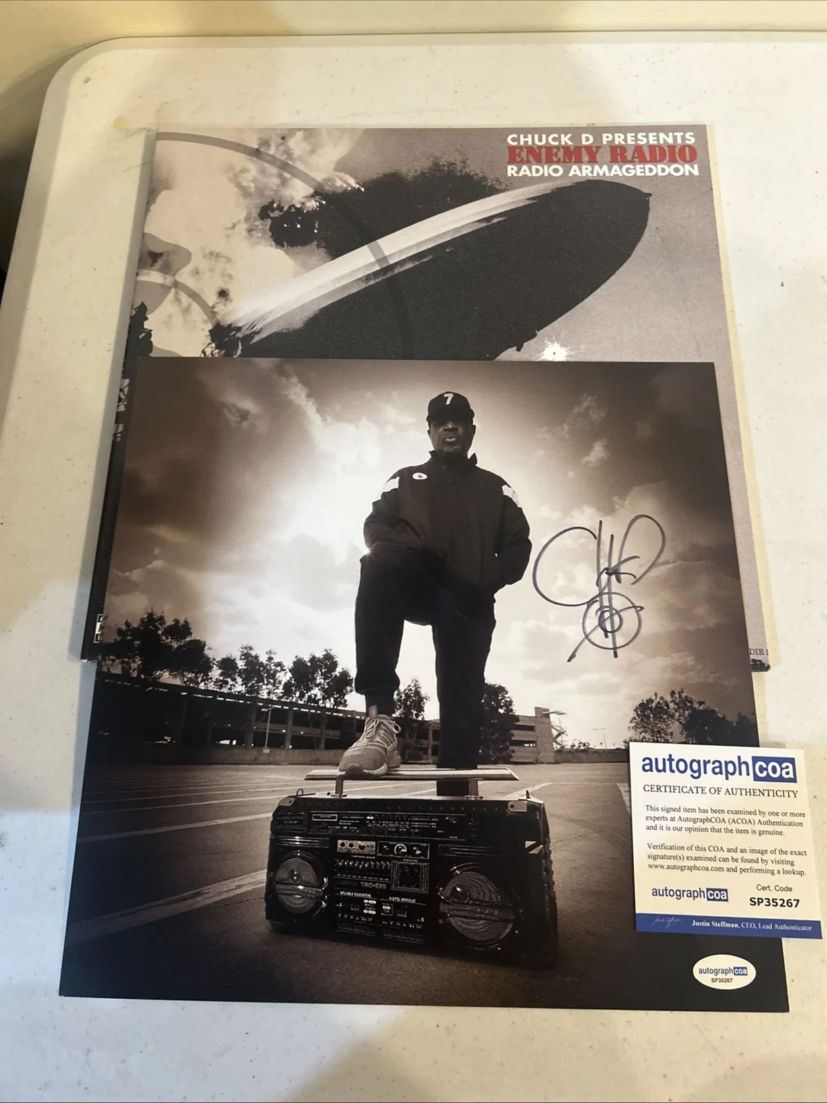 CHUCK D PUBLIC ENEMY SIGNED AUTOGRAPH VINYL ALBUM INSERT ACOA RADIO ARMAGEDDON, изображение 5