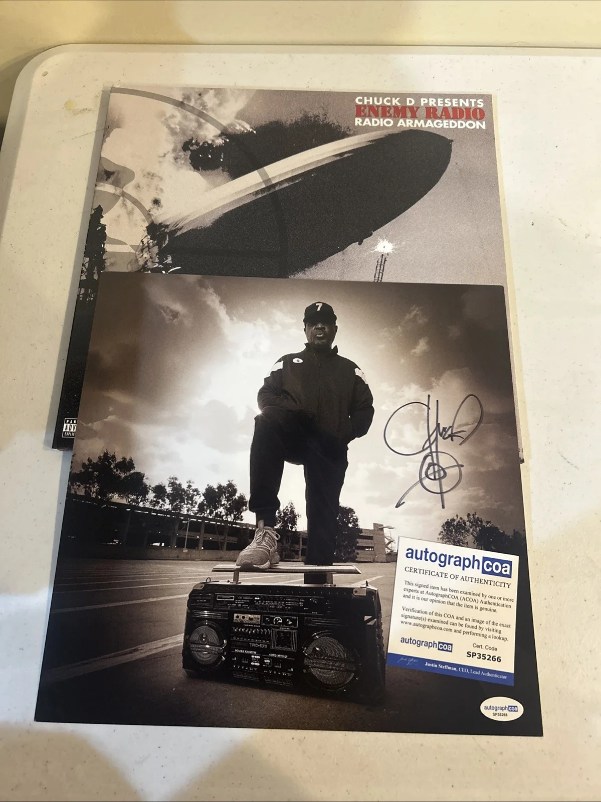 CHUCK D PUBLIC ENEMY SIGNED AUTOGRAPH VINYL ALBUM INSERT ACOA RADIO ARMAGEDDON, image 5