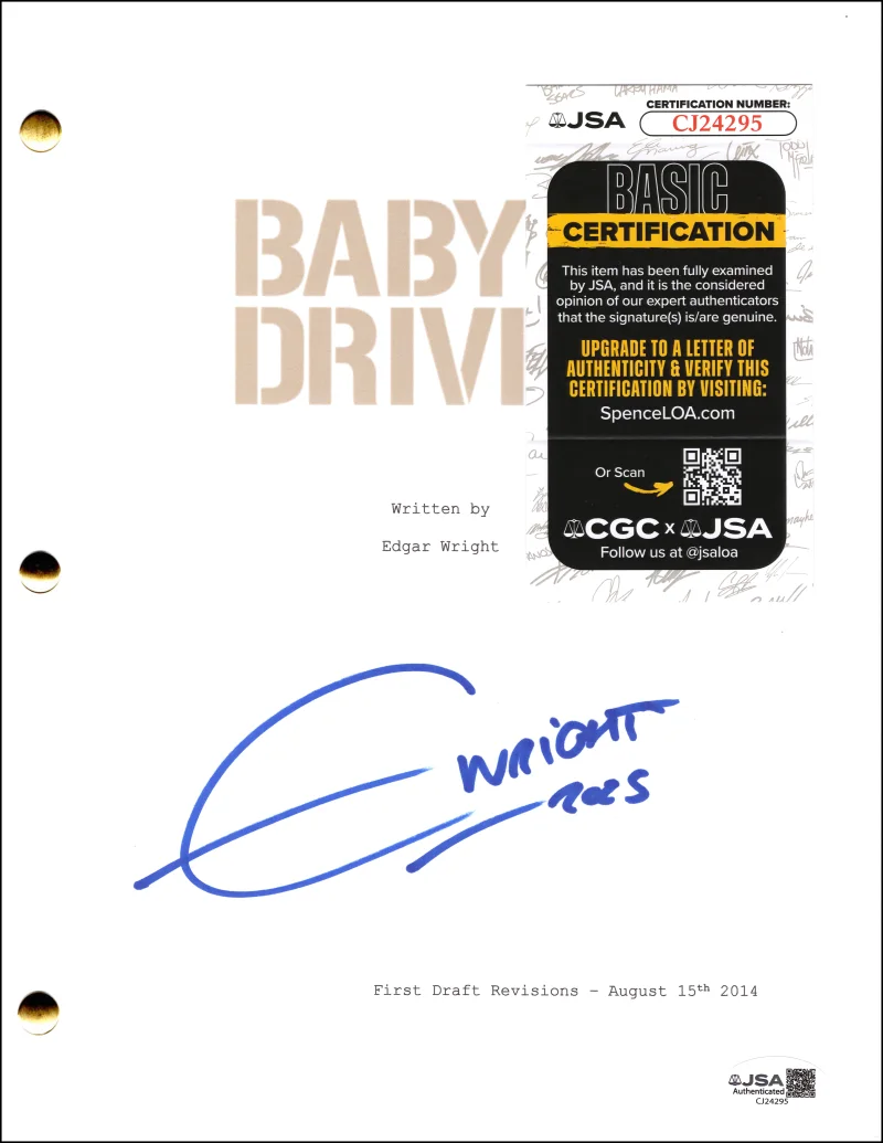 Edgar Wright — Edgar Wright Signed Autograph Baby Driver Full Movie Script Screenplay JSA COA, image 2