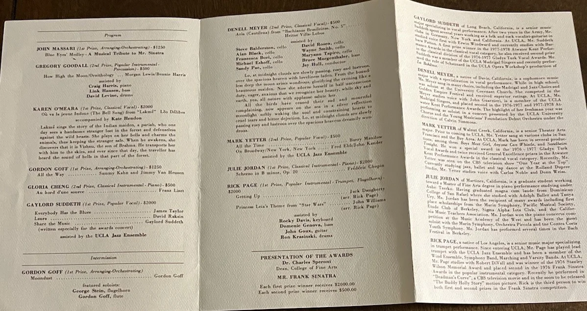 Frank Sinatra Program from The 12th Annual FS Awards Ceremony at UCLA 1978, image 5
