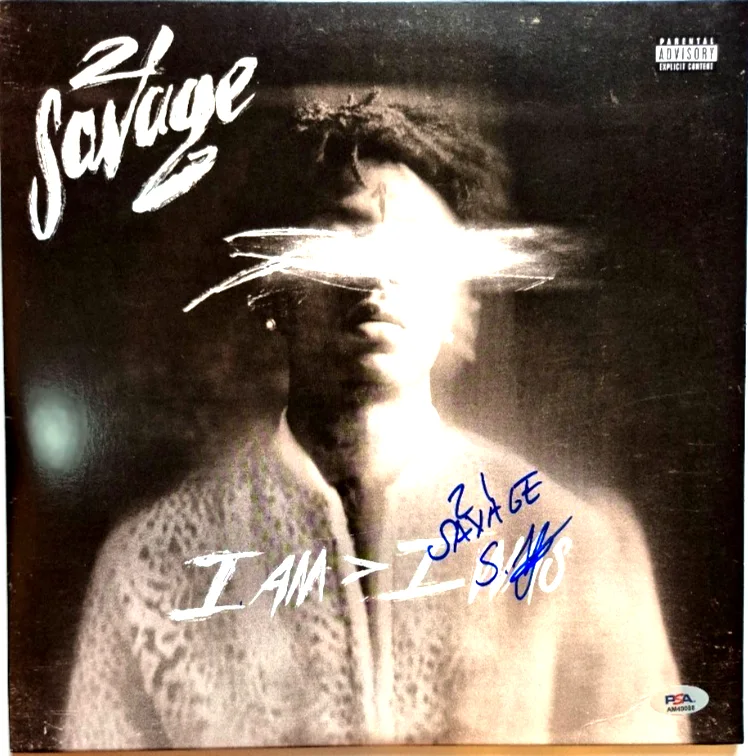 21 SAVAGE SIGNED AUTOGRAPH I AM I WAS ALBUM VINYL HER LOSS BANK ACCOUNT PSA COA, изображение 2
