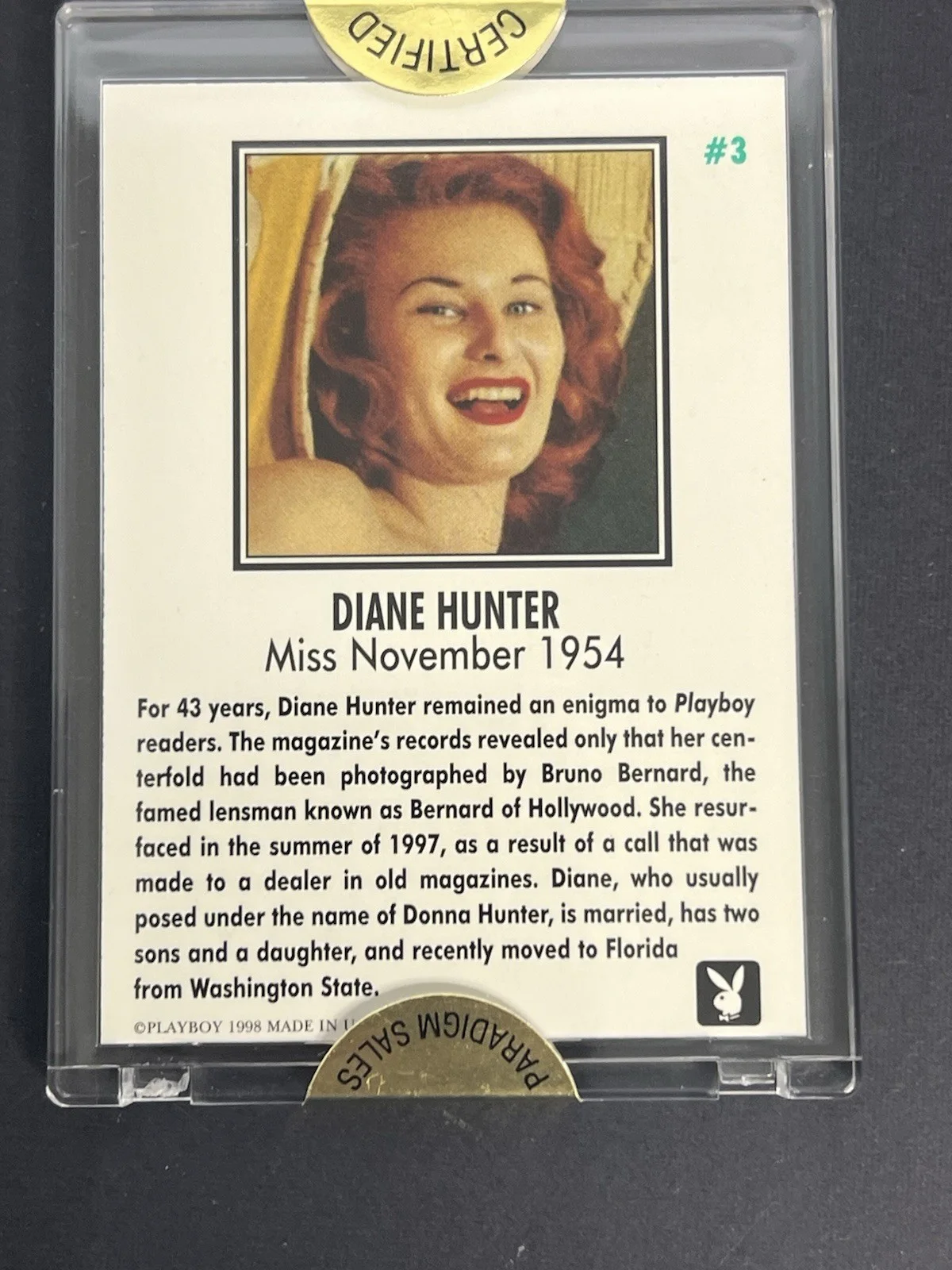 Hot Girl Autograph Card DIANE HUNTER Signed Playmate Of The Month Miss Nov 1954, изображение 2