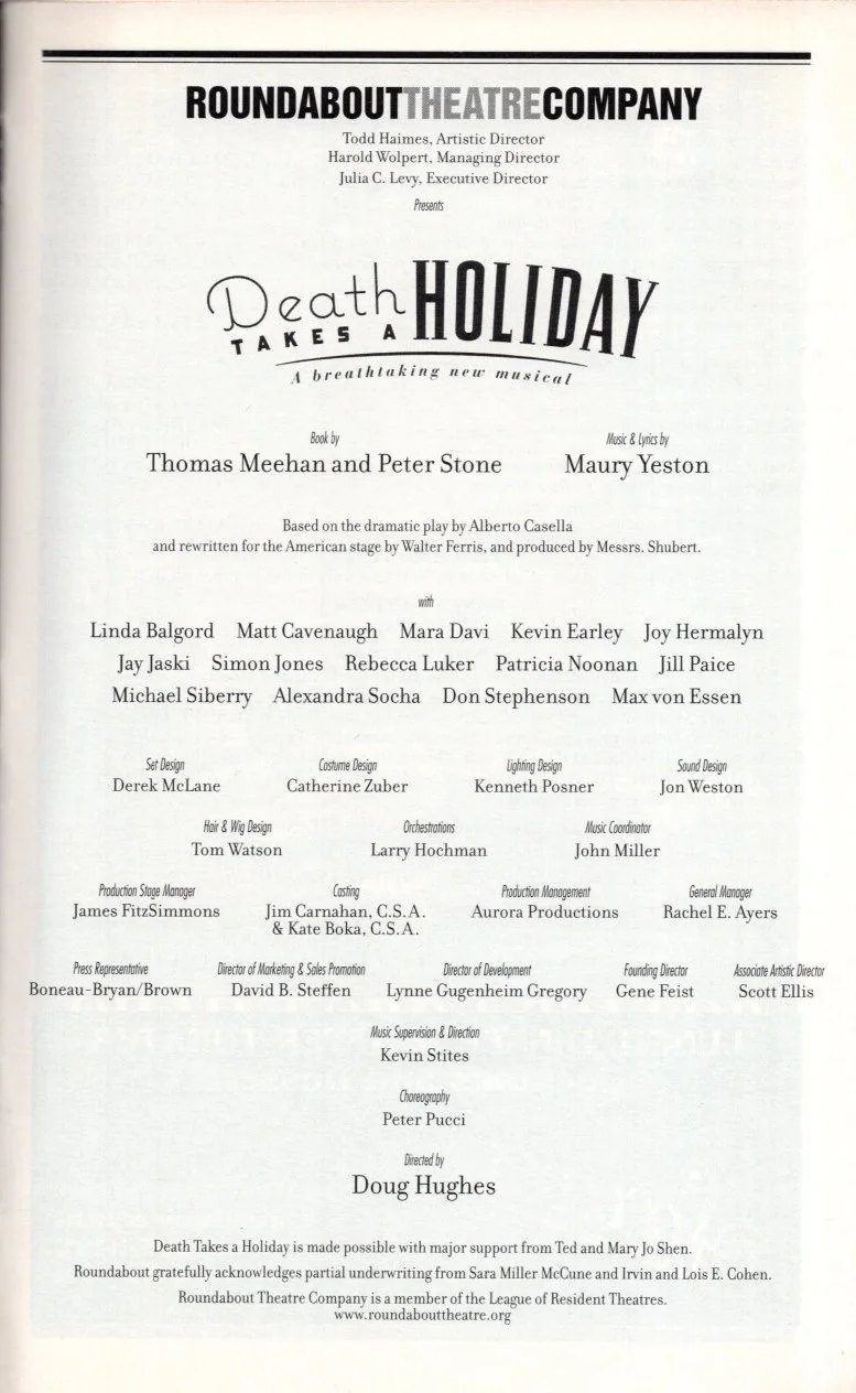 Cast — Death Takes A Holiday Signed Autographed Cast Playbill, image 2