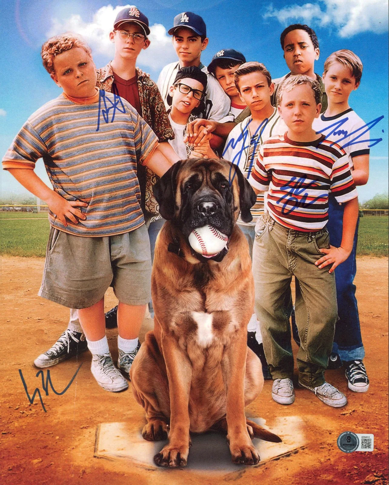 Marty York, Shane Obedzinski, Chauncey Leopardi, Tom Guiry, & Gra — The Sandlot (5) York, Obedzinski, Leopardi +2 Signed 11x14 Photo BAS #AE64012
